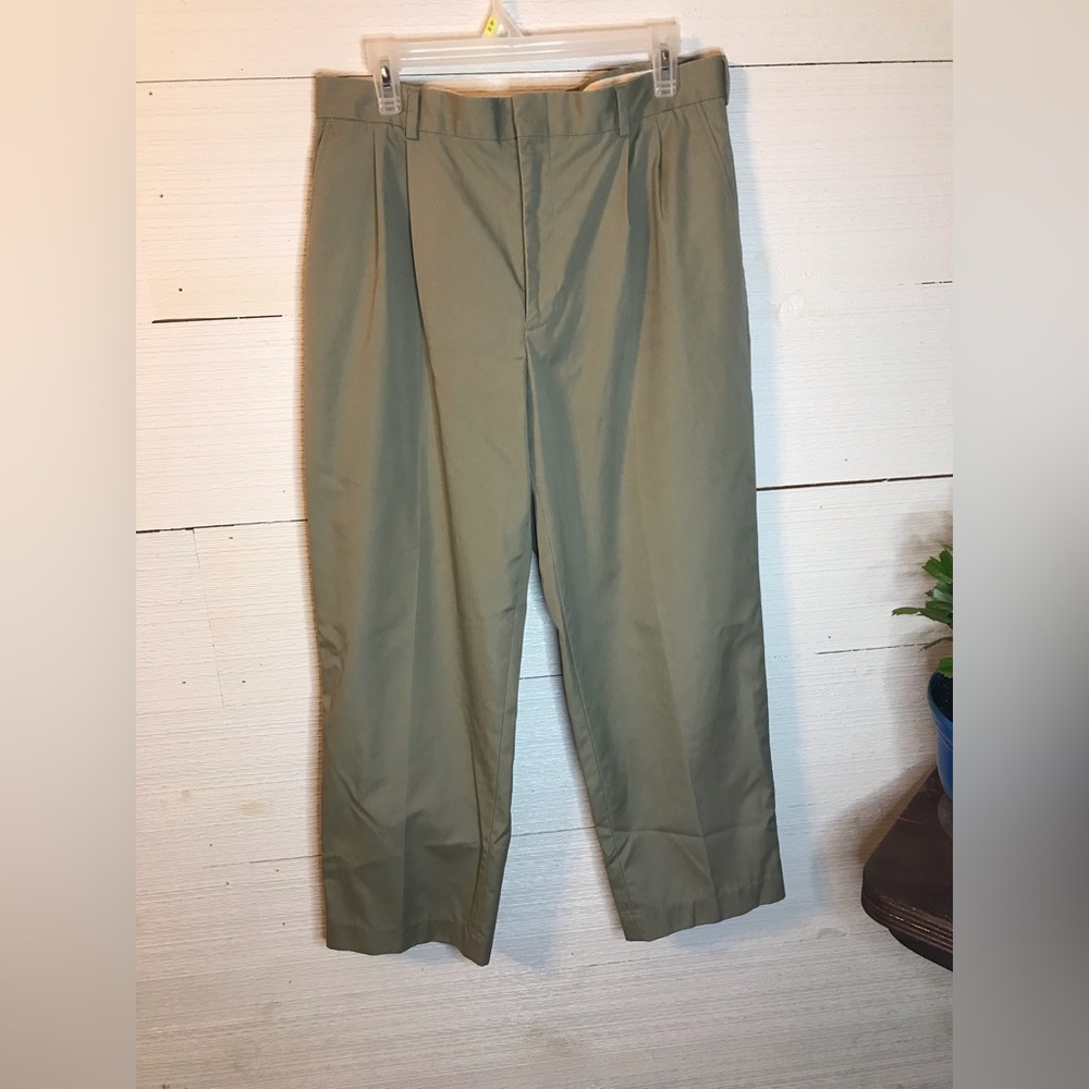 Land’s End tan pleated dress pants, 33 waist